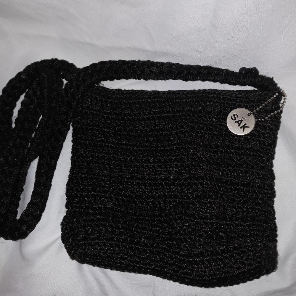 Black Crochet Crossbody Handbag